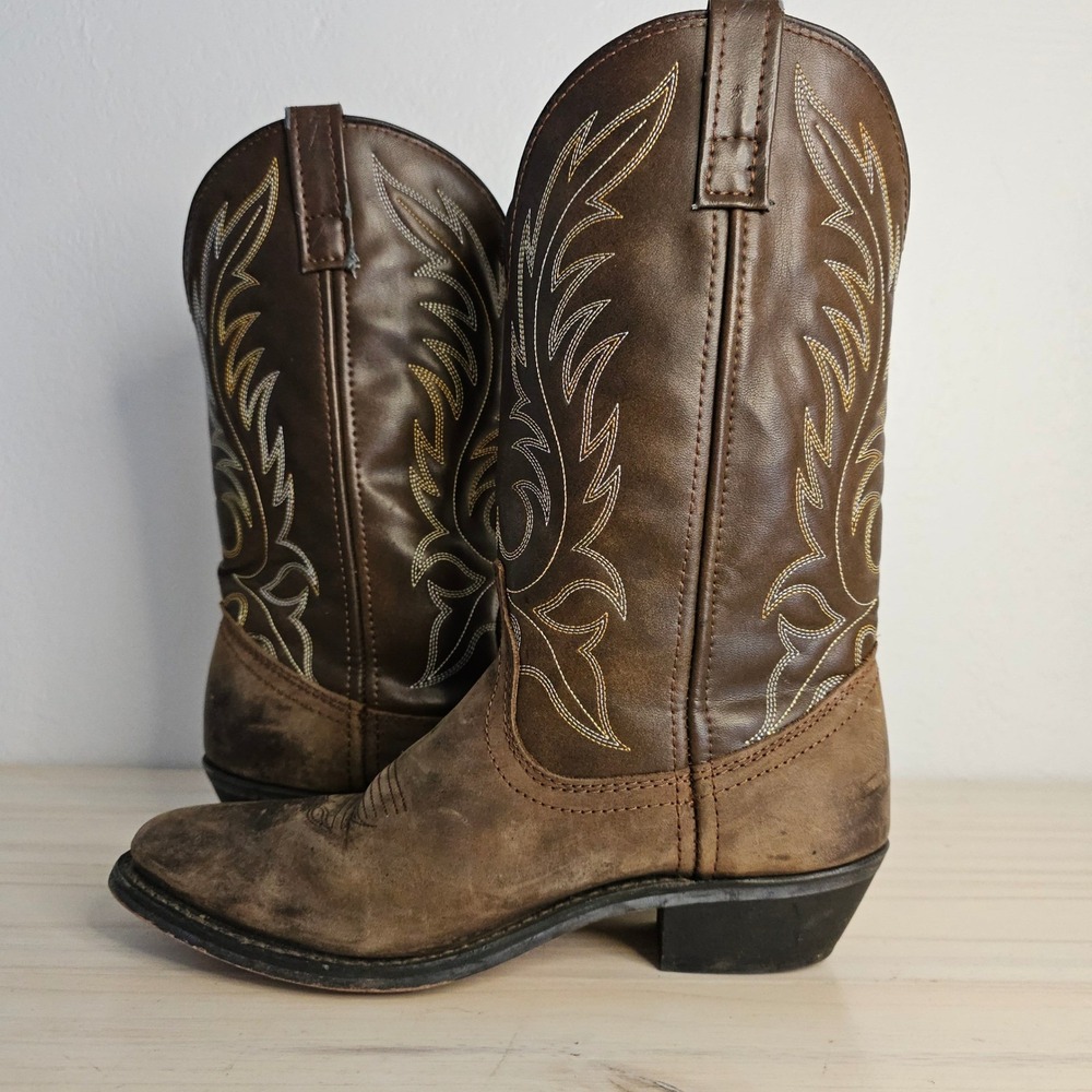 Laredo Womens Brown Leather Western Cowboy Boots 8M Lea Vamp Fox 5742 - Picture 10 of 14